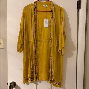 Blue Island Mustard Yellow Kimono Top